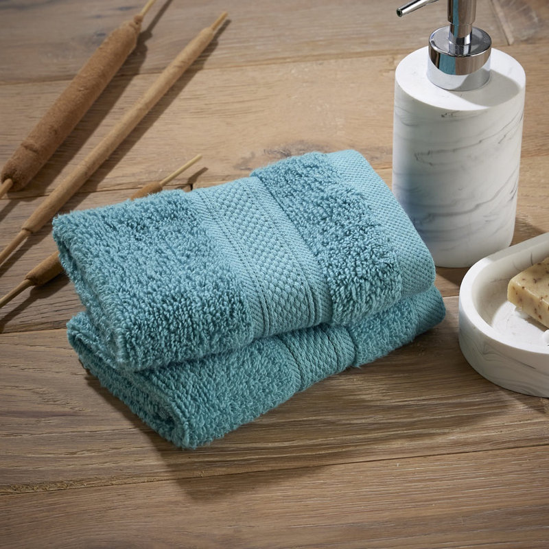 Luxury Zero Twist 100% Cotton Face Towels - Set of 2, Teal