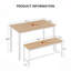 Ensemble de table de salle à manger, table de bar avec 2 bancs de salle à manger, comptoir de table de cuisine avec chaises, table de déjeuner industrielle pour la cuisine, salon, salle de réception, L 43,3 po x l 23,6 po x H 29,9 po