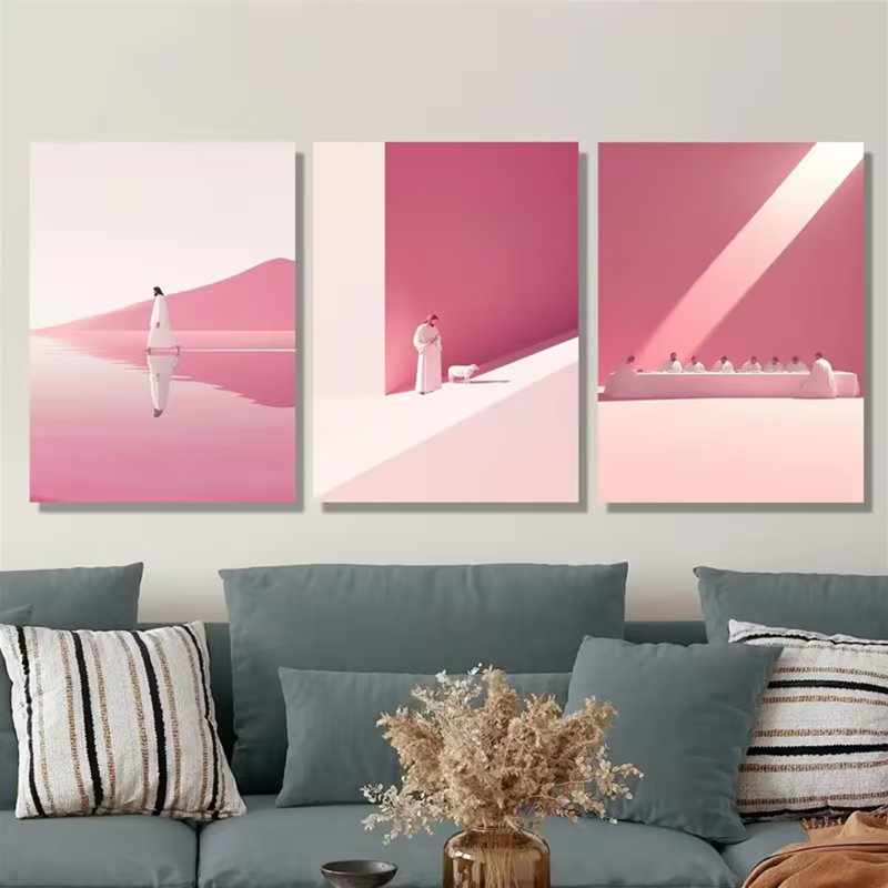 3 Piece Wrapped Canvas Print, 45 cm H x 90 cm W