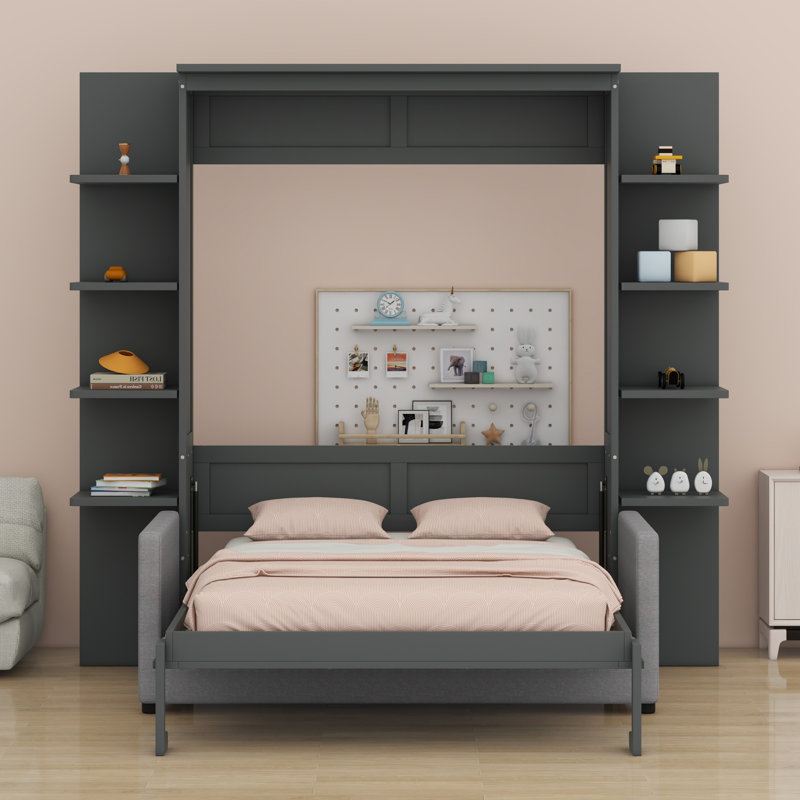 Murphy Bed Wall Bed With Sofa, Gray