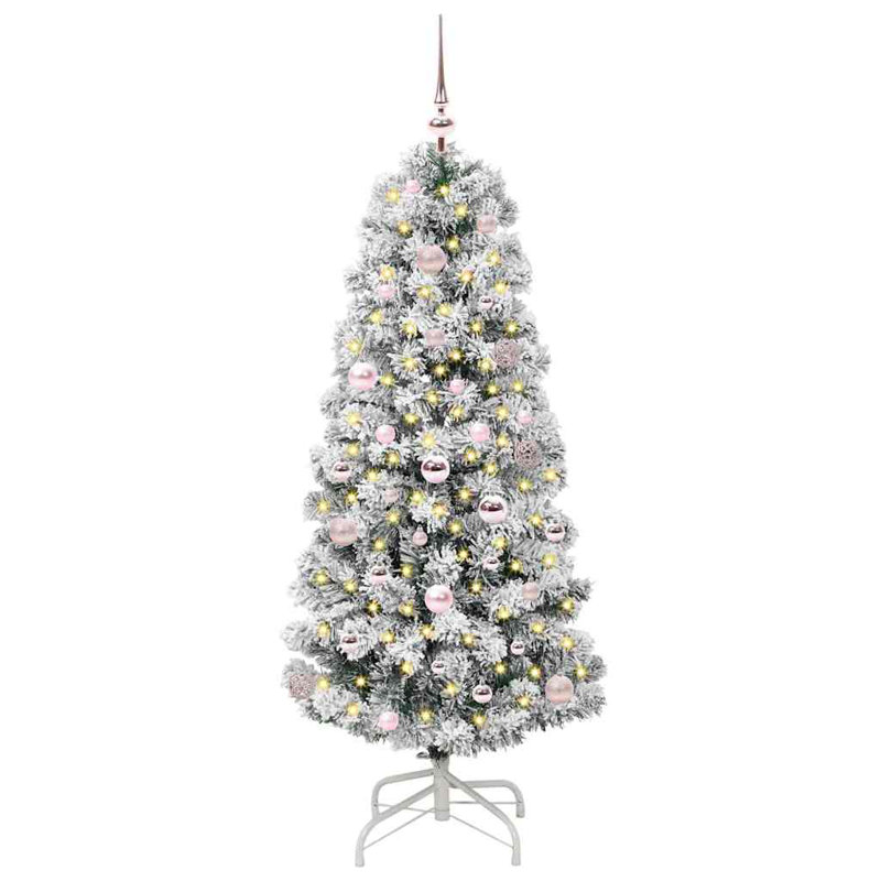 Artificial Hinged Christmas Tree Green and white, 4.92 ft