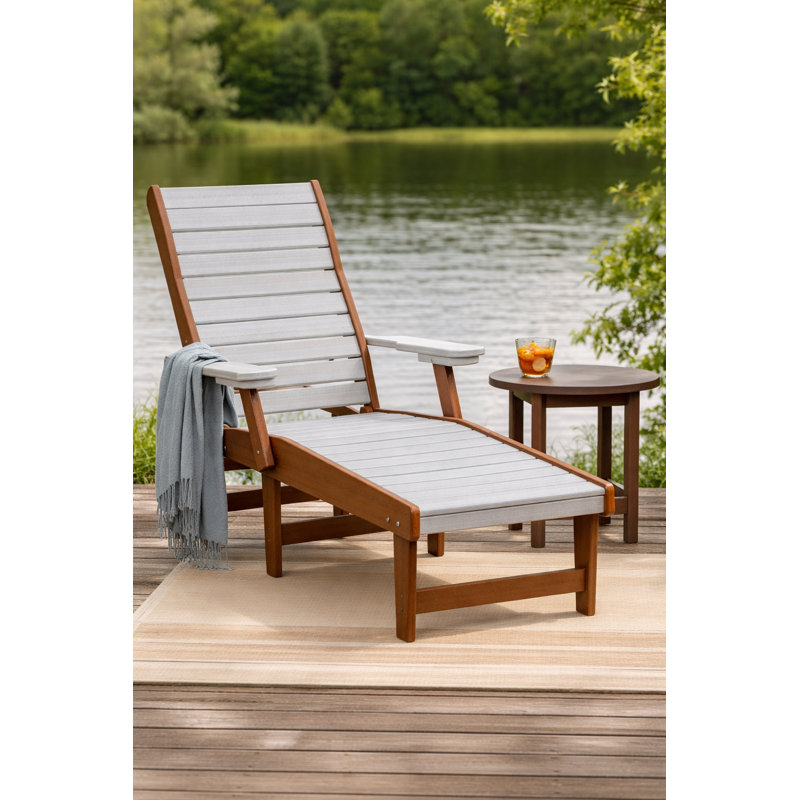 American Furniture Classics HDPE Outdoor Chaise Lounge Chair In Seashell And Antique Mahogany, Brown