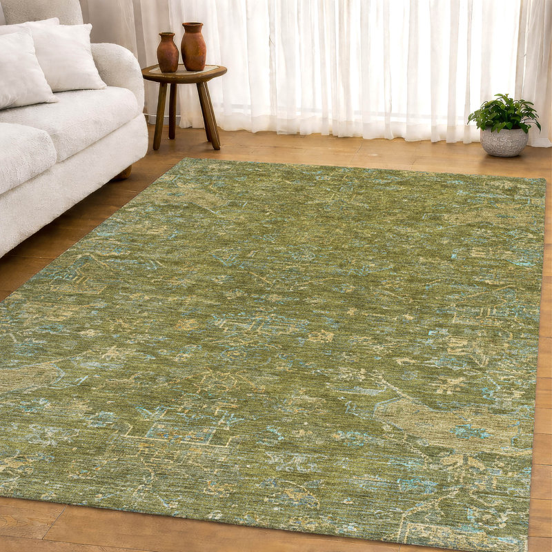 Tapis de qualité supérieure lavable à la machine Mayfield Global, Fougère, 5 pi x 7 pi 6 po