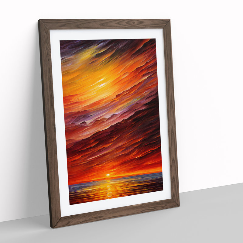 Ocean Sunset View No.1 - Framed Print, 64cm H x 46cm W x 2cm D, Walnut