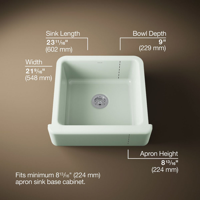 Whitehaven® Self-Trimming 23.5"L x 21.5625"W Farmhouse Kitchen Sink, Aspen Green