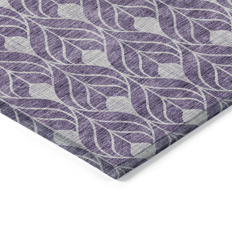 Tapis extérieur lavable à motif géométrique mauve et ivoire 3 pi x 5 pi