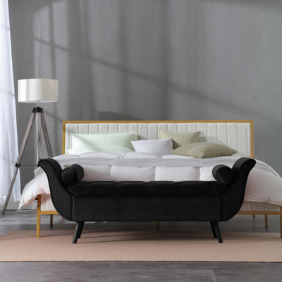 Banc de rangement capitonné capitonné au design rétro classique pour une utilisation polyvalente et polyvalente