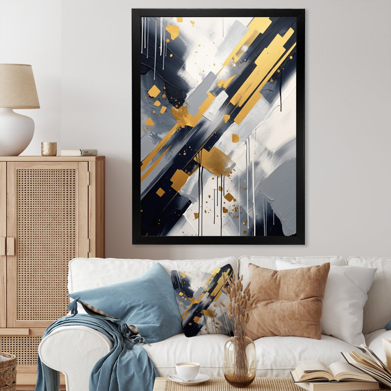 Noir et doré Profondeur du coin VII, Cadre simple noir, H 32 po x l 16 po x P 1 po