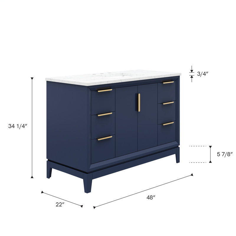 Elizabeth 48" Single Bathroom Vanity Set with Faucet, Hook, Monarch Blue