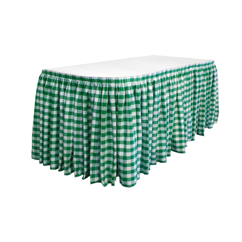 Burkinshaw Checkered Tableskirt, White/Hunter Green, 252" W x 29" L