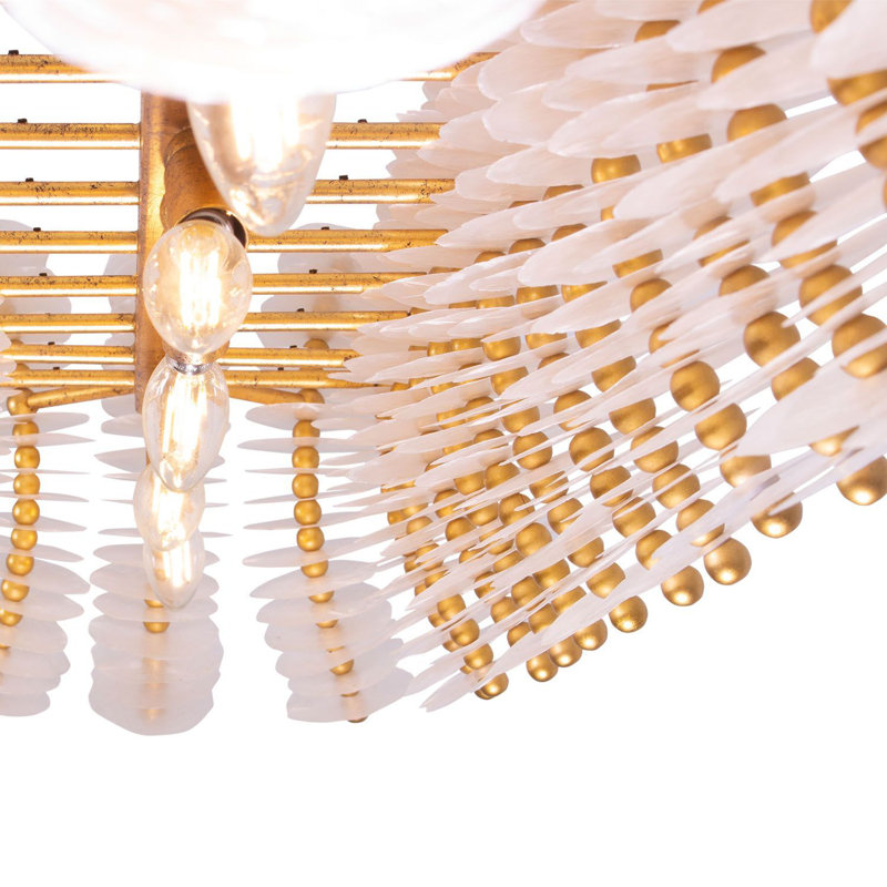 Luminaire suspendu linéaire en feuille d'or oxydé 12 LT Gossamer Kalco