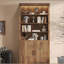 Bibliothèque moderne de 83,4 po de hauteur avec portes, bibliothèque avec tablettes réglables à 3 niveaux, tablettes avec éclairage à DEL, grande armoire de rangement pour le salon, bureau à domicile