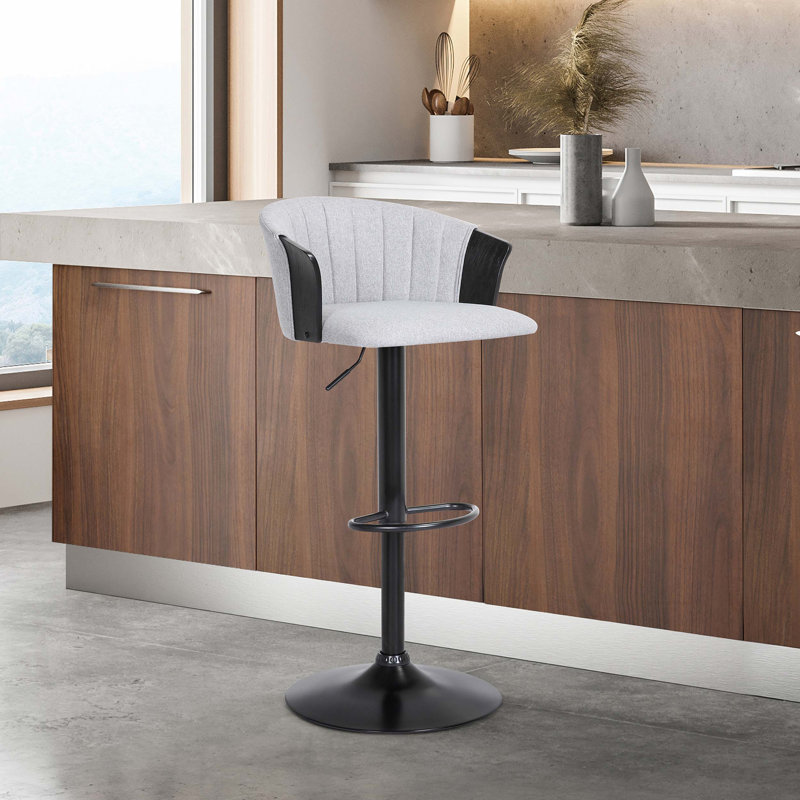 Tabouret de bar réglable en bois noir