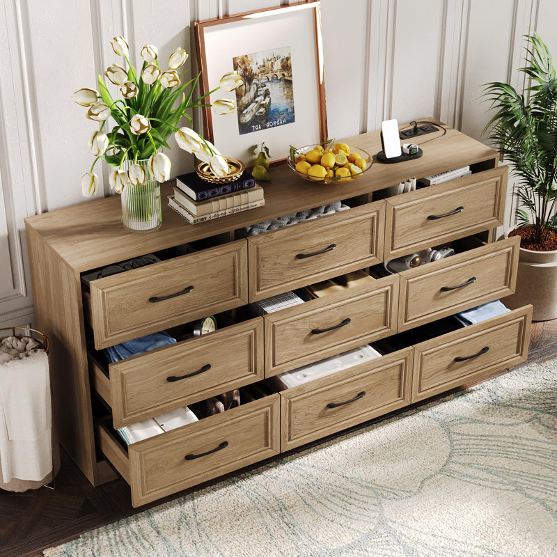Commode 9 tiroirs pour chambre à coucher, Jaune