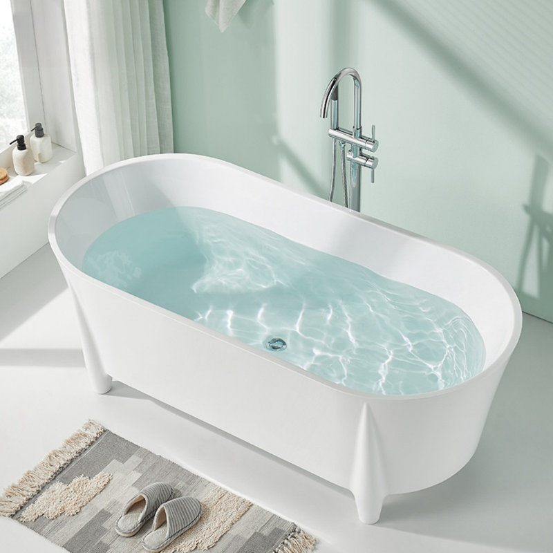 63'' x 29.5'' Freestanding Soaking Acrylic Bathtub, White