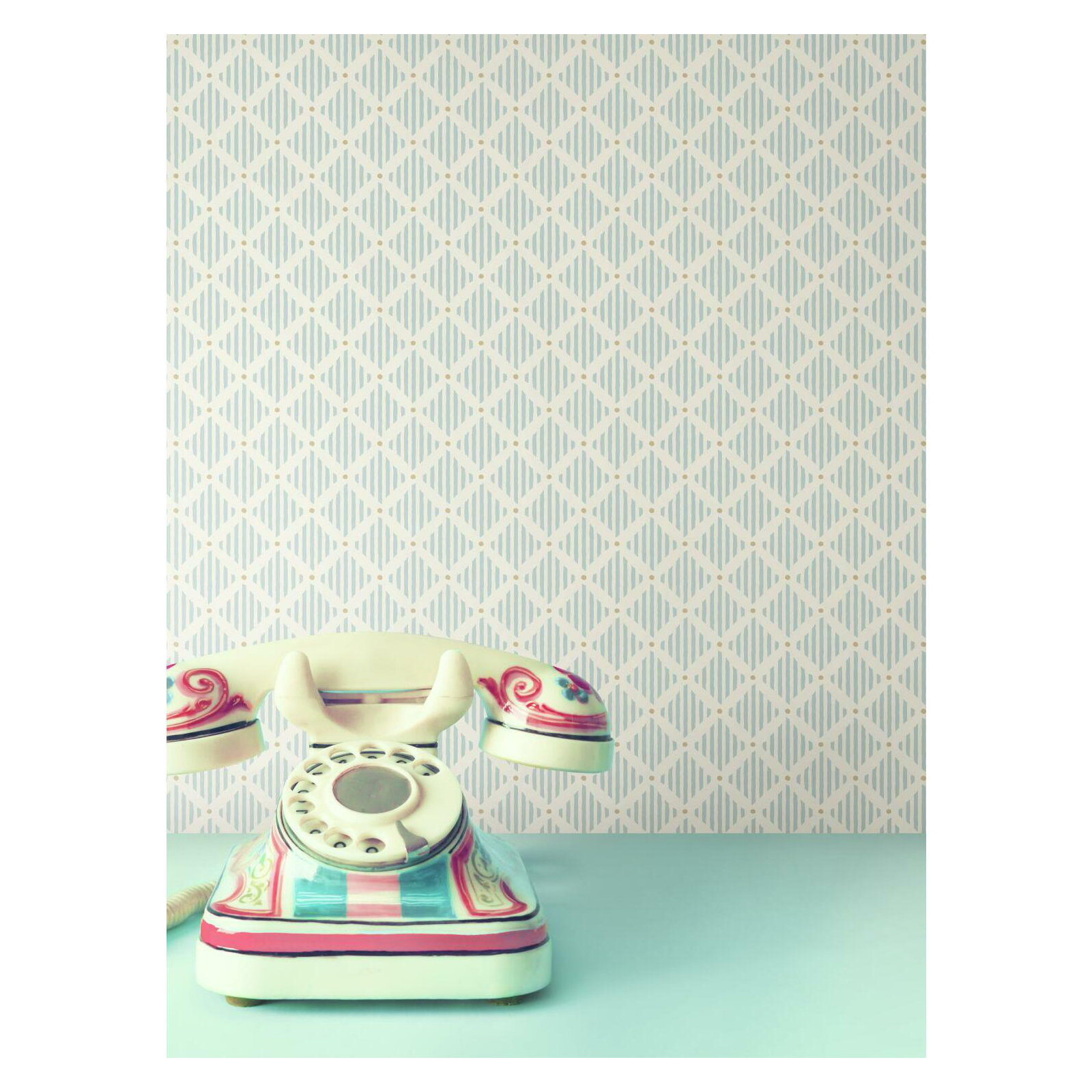 Floral Wallpaper, Blue/Taupe