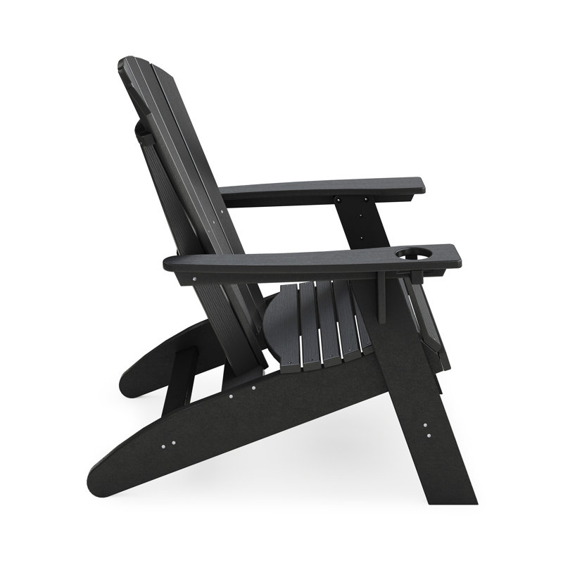 Chaise noire Adirondack - Bois en polyéthylène haute densité robuste pour la piscine, Noir