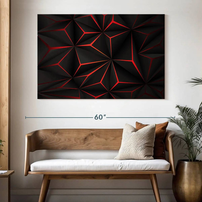 Avery abstrait noir et rouge, H 34 po x l 51 po