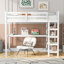 Lit mezzanine blanc avec bureau et tablettes pour un rangement de qualité supérieure
