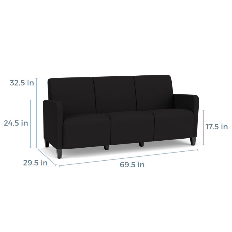 Ravenna Lounge Reception 3 Seat Tandem Seating No Center Arm, Black Wood, Open House Black