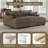 3 - Piece Upholstered Light Brown Faux Rabbit Fur Flannel Reversible Modular Sofa Living Room Sectional Couch with Ottoman-1401125650-1401125648
