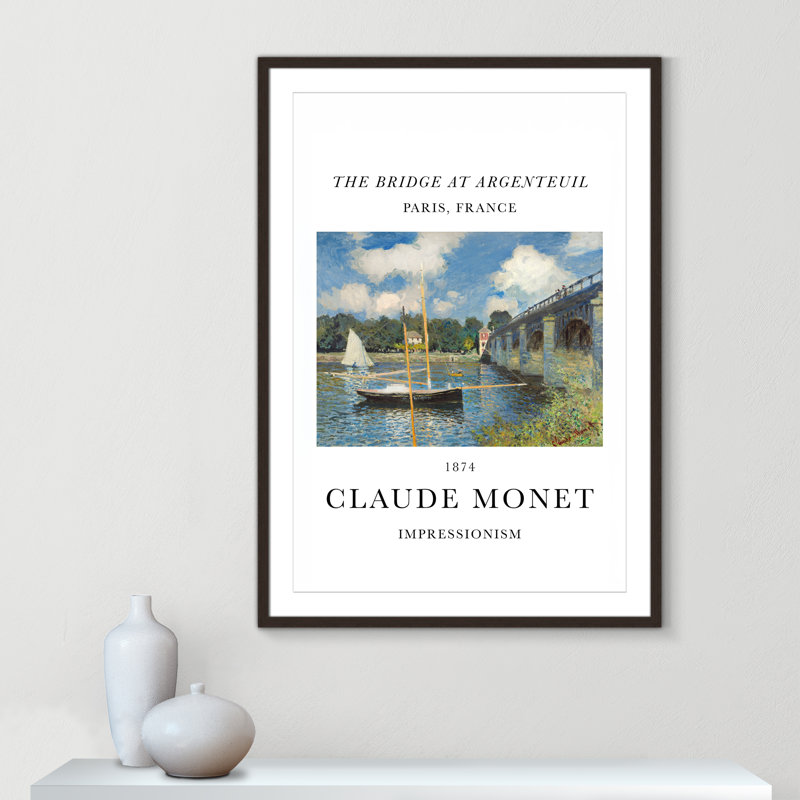 Pont à Argenteuil par Claude Monet, Cadre photo simple noyer, Oui, H 41,5 po x l 29,5 po x P 1,25 po