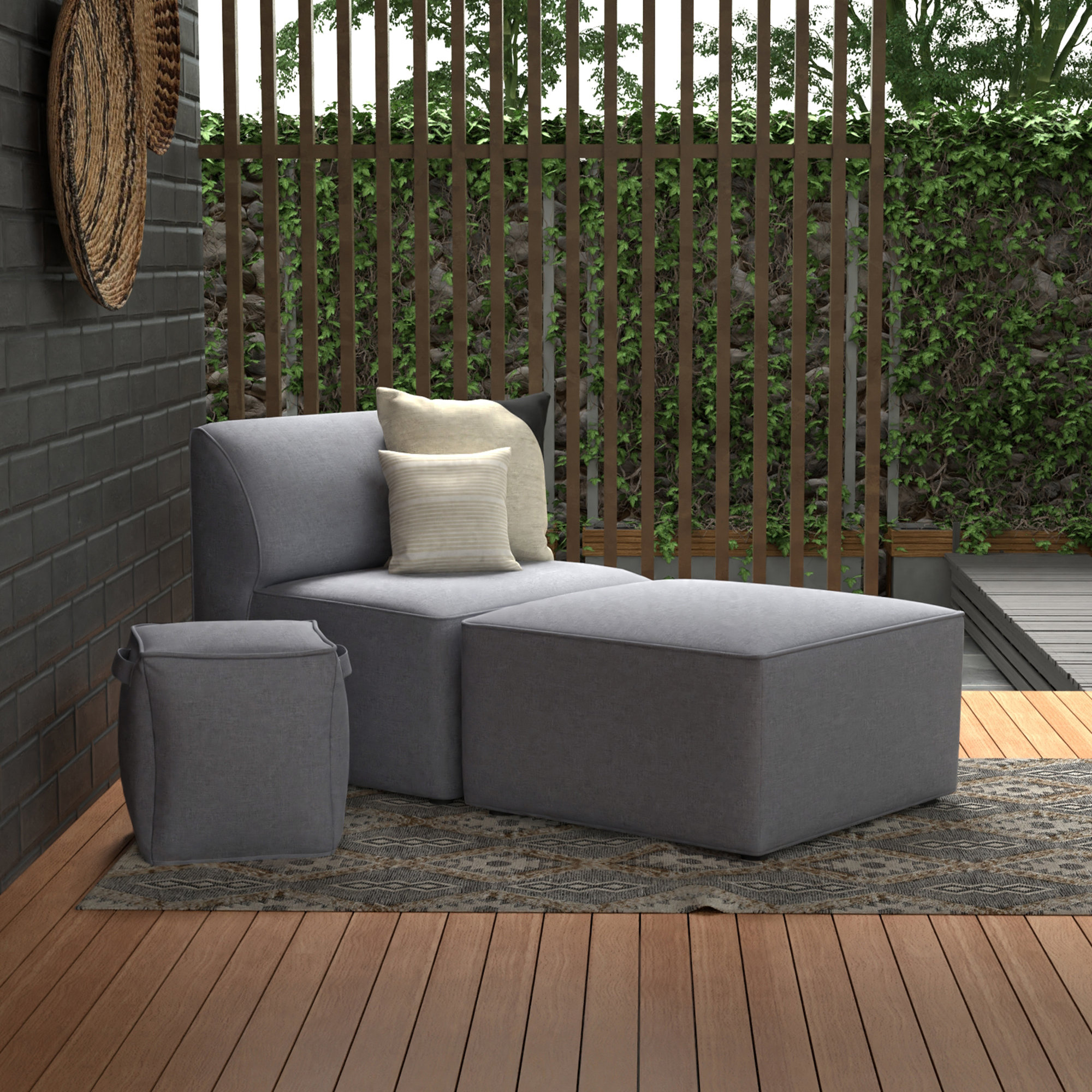 Big Joe Patio Outdoor Lounge Chair & Ottoman Set, Smoke Gray