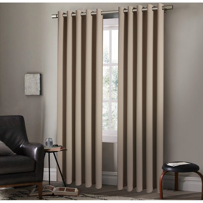 Folkhard Blackout Curtain Pair, Width 117 x Drop 183 cm, Beige