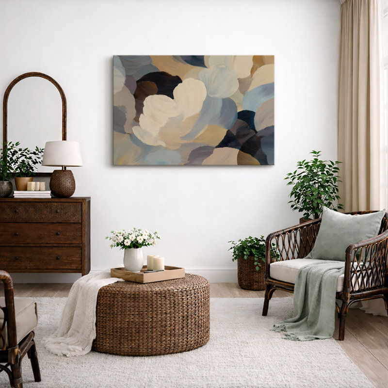 Œuvre douce et florale douce, images de chambre à coucher élégantes neutres, impression sur toile encadrée, Toile tendue