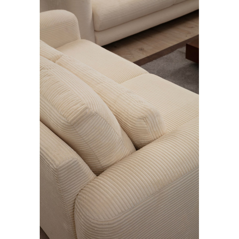 Élégant canapé 2 places, beige, 70,9 x 38,2 x 28,7 pouces | Structure en bois de hêtre durable et en carton, tissu 100% polyester | 28 coussins de dossier et coussins portatifs en mousse | Conception facile à nettoyer et élégante pour les espaces de vie modernes
