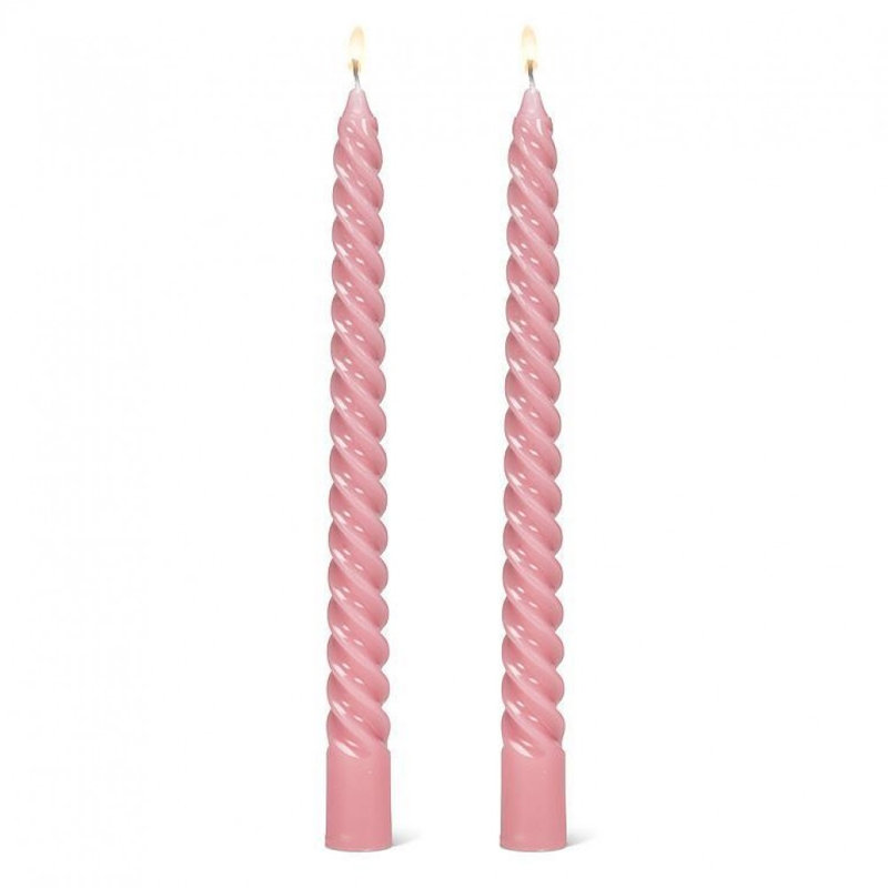 Ensemble de 2 bougies en spirale serrées, Pink