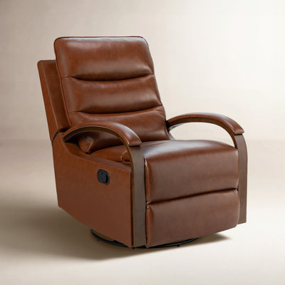 Azilda 29" Genuine Leather Push-Back Swivel Recliner