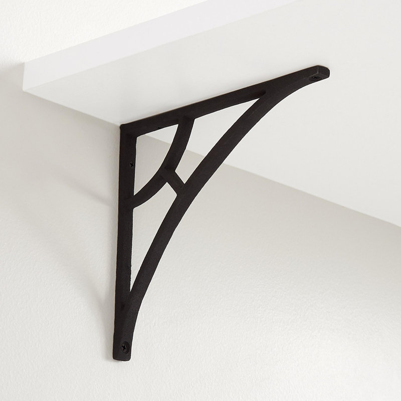 Simple Arch Cast Iron Shelf Bracket - Black Powder Coat