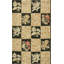 Floral Geometric Antique Early 20th Century Checkerboard Design Small American Folk Art Hooked Rug