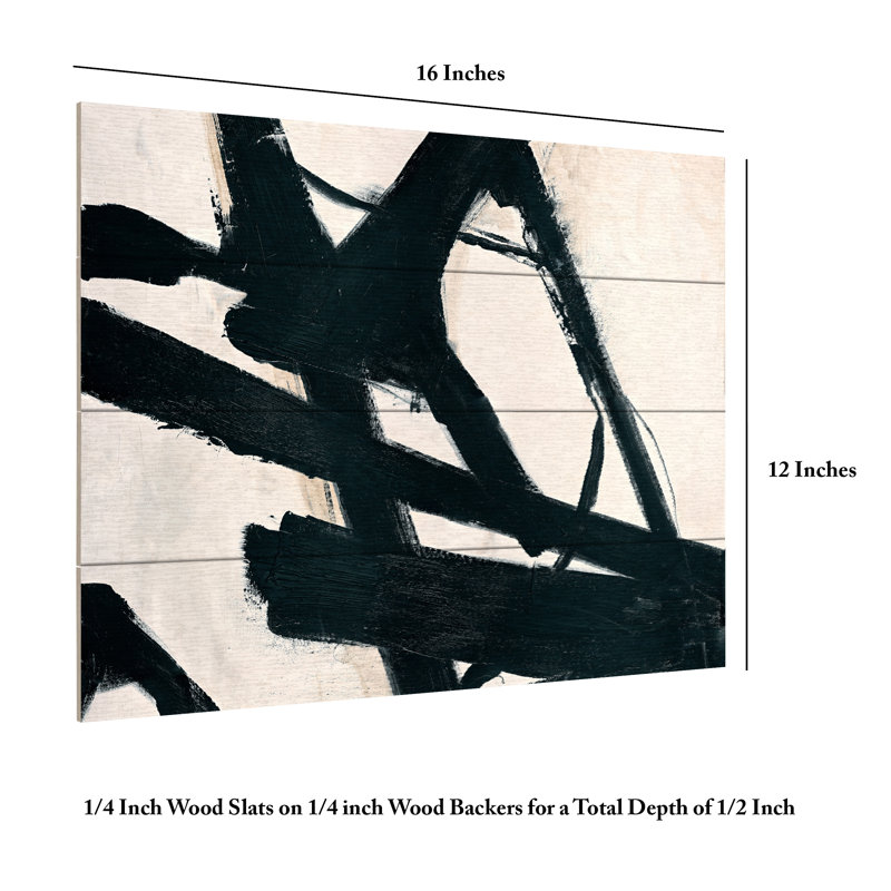 Design Fabrikken Behind Black Wood Slat Art, H 12 po x l 16 po