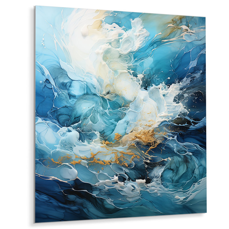 Art mural moderne en métal moderne «Goldn Wave Symphony II», H 20 po x l 12 po x P 1 po