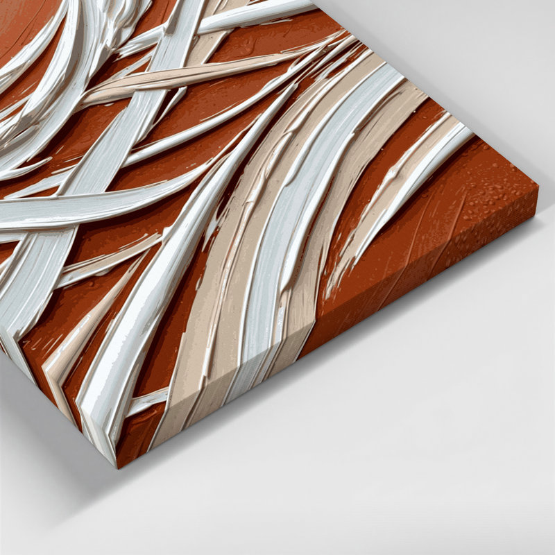 Art horizontal sur toile horizontal gris et blanc rayé, H 11 po x l 14 po