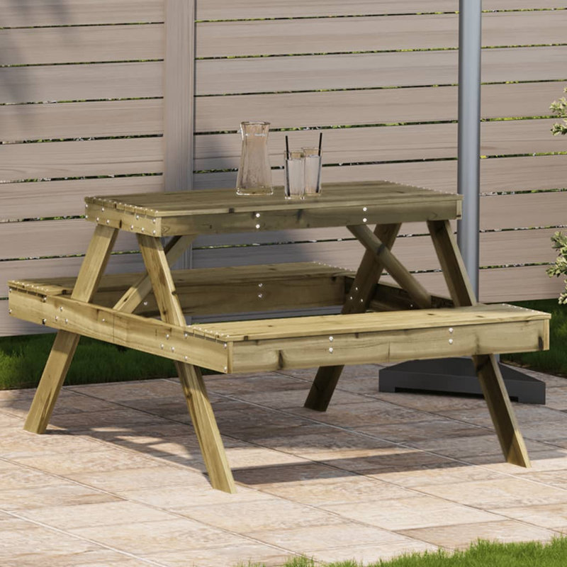 Raemoore Rectangular Outdoor Picnic Table , cm W cm D, Wood, 75cm H x 134cm W x 105 cm L