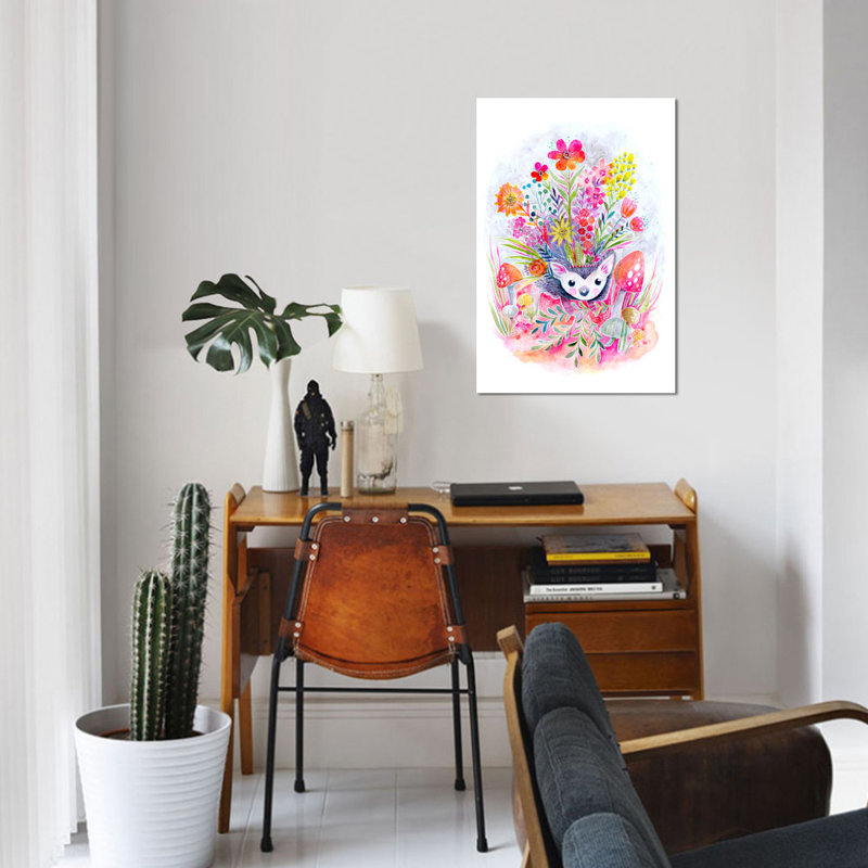 « hedgehog », peinture sur toile tendue, H 26 po x l 18 po x P 1,5 po, Toile tendue, Pas de tapis