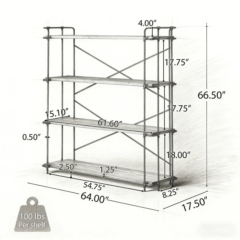 Yorktown 4-Shelf Bookcase