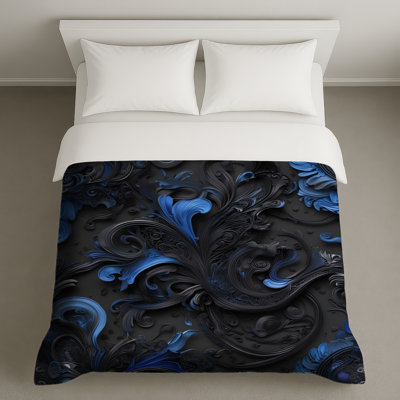 Housses de couette tourbillons complexes bleu noir