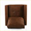 Fauteuil club contemporain à profil bas pour petits espaces | Noyer brun | Microfibre-595024914