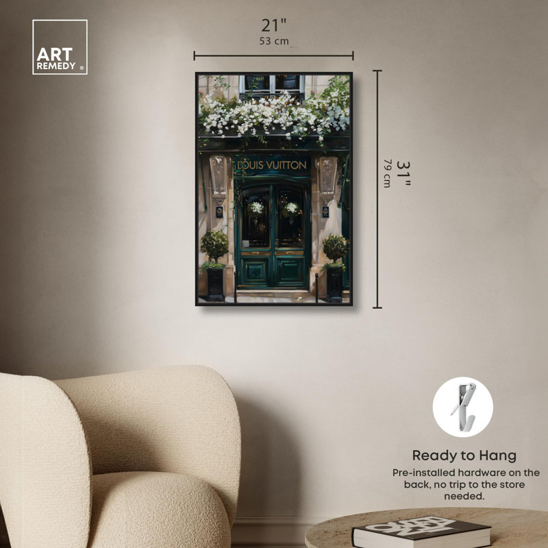«Spring Emerald Store Canvas Fashion and Glam» par Spring , H 31 po x l 21 po, Cadre flottant noir