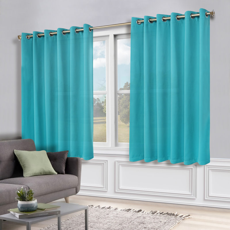 Paire de rideaux obscurcissant avec œillets Millendon, Turquoise, L 70 po x L 63 po