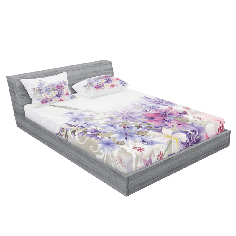 Microfiber Floral Sheet Set, Full Sheet Set with Pillowcase