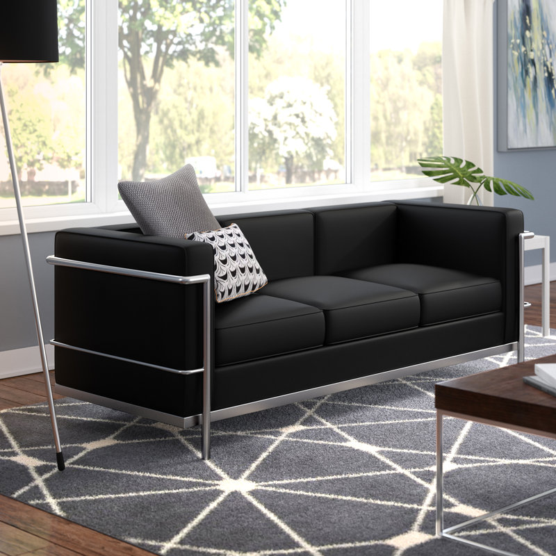 Fahy Upholstered 70.8'' Sofa, Black Leather