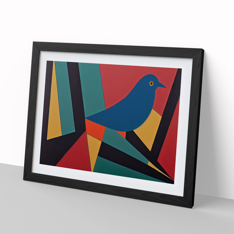 Dove Bird Abstract Vol.4 - Single Picture Frame Print, 25cm H x 34cm W x 2cm D, Black