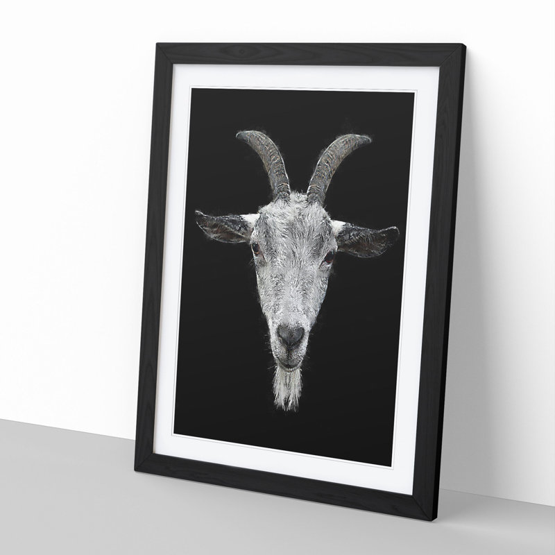 White Goat Vol.1 Painting - Picture Frame Graphic Art, 65cm H x 48cm W x 2cm D, Black