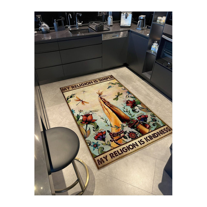 Tapis décoratif moderne à motif lavable, Sous-tapis rectangulaire de 3 pi 3 po x 4 pi 11 po