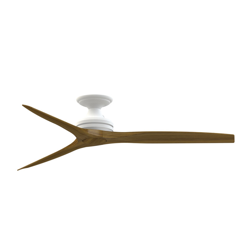 Ventilateur de plafond intérieur / extérieur Spitfire 60 pouces - Blanc mat avec pales Koa, Blanc mat, Koa